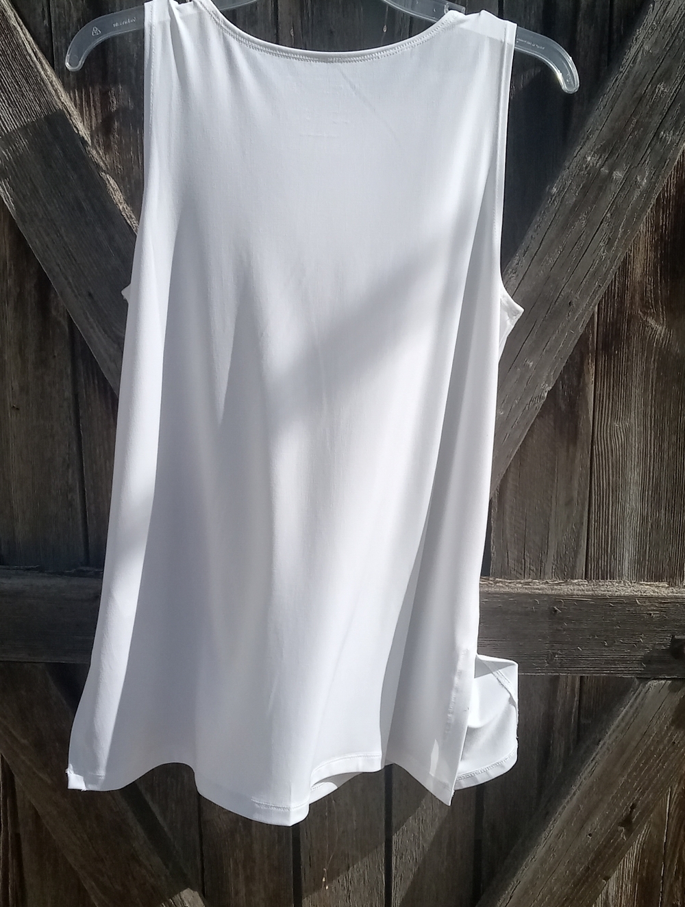 Susan Graver Modern Essentials Liquid Knit A-Line White Tunic, M - Picture 3 of 5